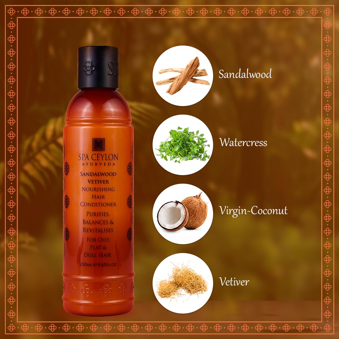 SPA CEYLON Sandalwood Vetiver Nourishing Hair Conditioner | Revitalize Oily Flat & Dull Hair | Hair and Scalp Conditioner | Hair Products for Unisex
