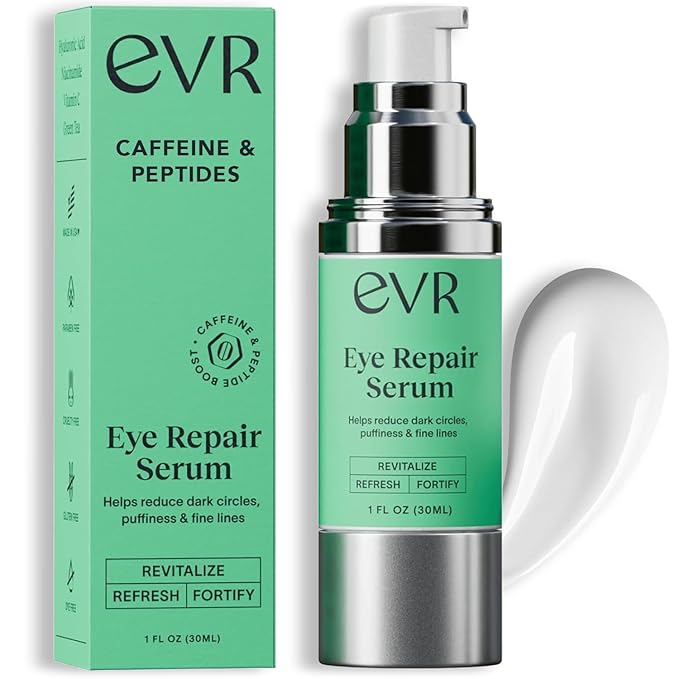 Caffeine Eye Cream for Dark Circles Puffiness and Wrinkles - Fragrance Free - Anti-aging Eye Care for Sensitive Skin - Made in the USA for Men and Women - 1 Oz