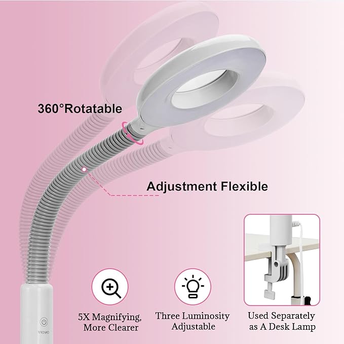 Professional Facial Steamer, 3 in 1 Facial Steamer with 5X Magnifying Lamp Hot&Cool Mist, Esthetician Steamer on Wheels, Stand Face Steamer with Time Setting for Home Salon Spa