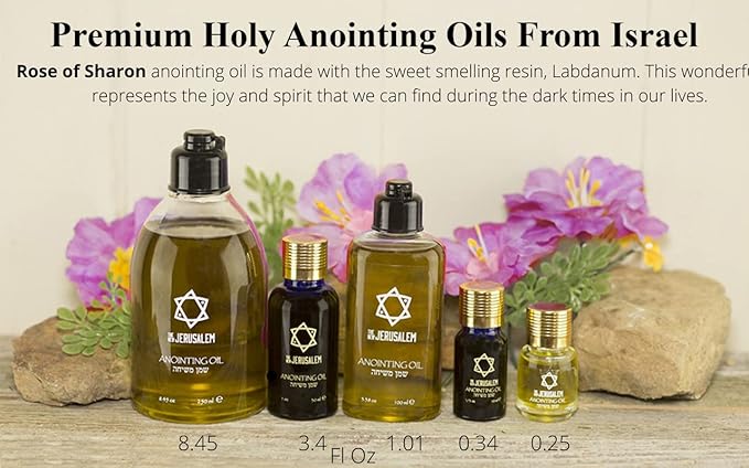 Rose of Sharon Anointing Oil from Israel, Holy Spiritual Oils Bottles from Jerusalem Blessed, Handmade with Natural Ingredients and Blessed for Wedding Ceremony, Religious Use, 0.25 Fl Oz