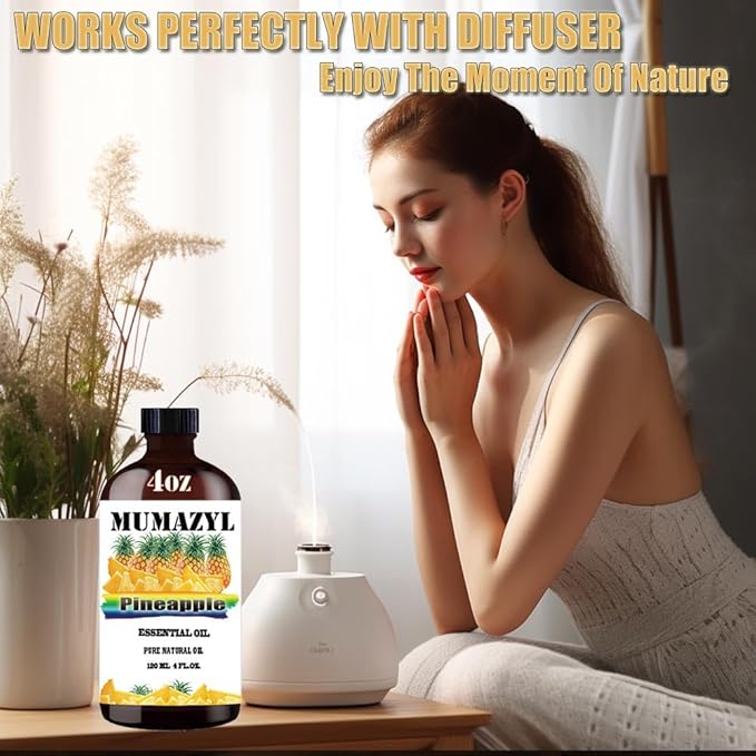 Pineapple Essential Oil, Pineapple Oil 4 Fl Oz 120ML for Diffuser Humidifier Yoga Cleaning DIY Candle Soap Making Essential Oils