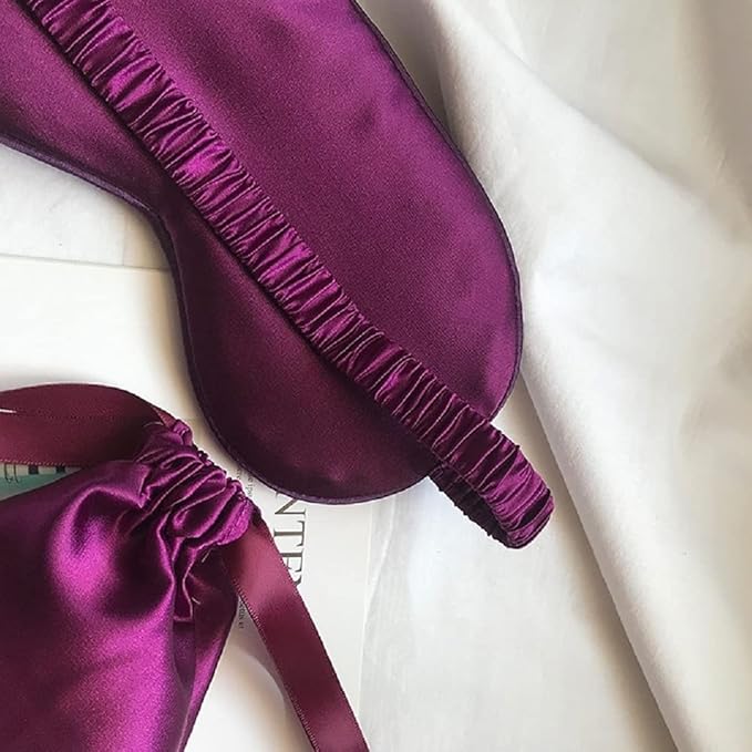 Silk Satin Sleeping Eye Mask, Dark Purple Sleep Eye Mask Night Blindfold for Women and Men, Soft Breathable Blackout Eyeshade Eye Cover for Travel, Wedding Bridesmaid Gift