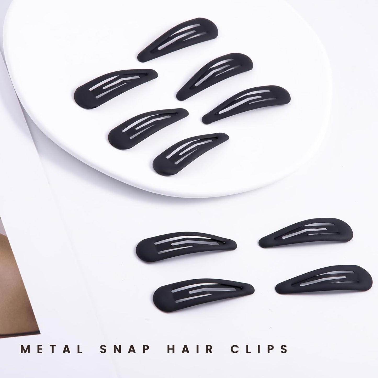 Small Hair Barrettes For Women No Slip Metal Snap Clips For Thin And Fine Hair,Matte Black,20 PCS,1.97 x 0.5 Inch.