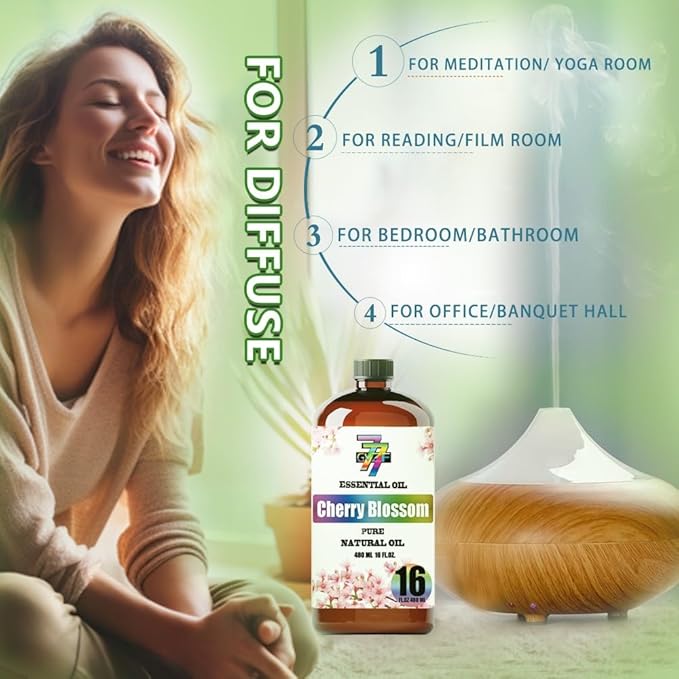 Cherry Blossom Essential Oil(16oz / 480ml) - Cherry Blossom Oils Used in diffusers, humidifiers, Home Baths, Cleaning Products, Yoga, DIY Soaps and DIY Scented Candles