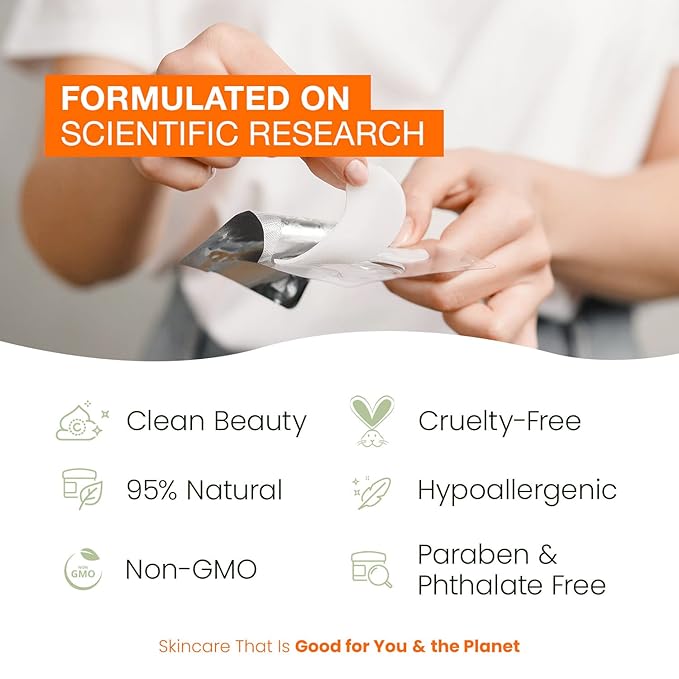 Vitamin C & Collagen Under Eye Patches - Anti-Aging, Reduces Dark Circles, Hydrating, Dermatologist Tested, Cruelty Free Korean Skin Care For All Skin Types - 5 Pairs