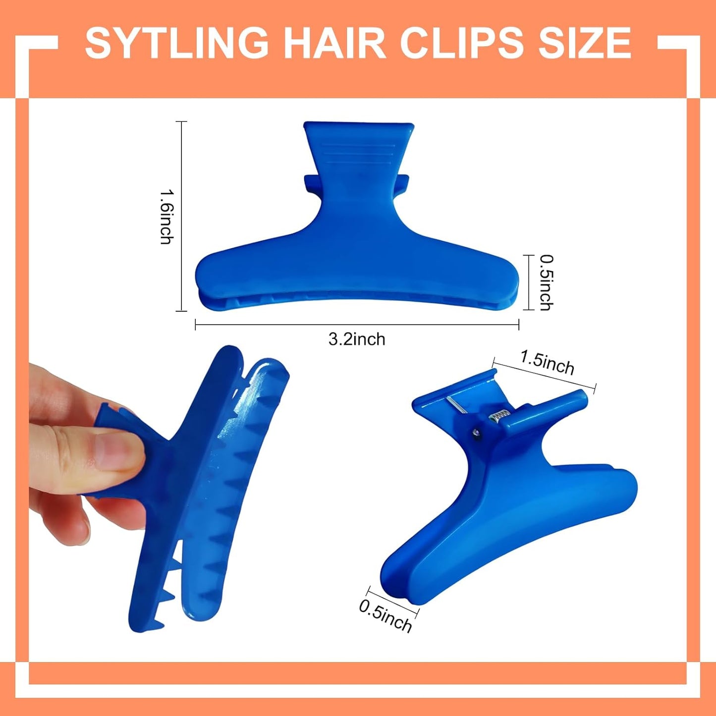 Ondder Dark Blue Butterfly Hair Clips for Styling Sectioning Pro Salon Butterfly Plastic Claw Clips Hair Styling Clip Barber Clips for Cutting, Coloring Hair, Hair Accessories for Women Girls