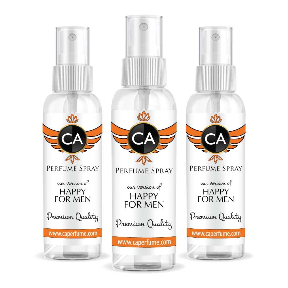 CA Perfume Eco Refill Impression of Happy For Men Cologne Eau de Parfum Spray Refillable Bottle 2 Fl Oz/60ml-X3