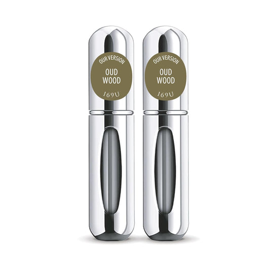 CA Perfume Impression of Oud Wood For Men Replica Version Fragrance Dupes Eau de Parfum Spray Refillable Atomizer Bottle 0.17 Fl Oz/5ml-X2