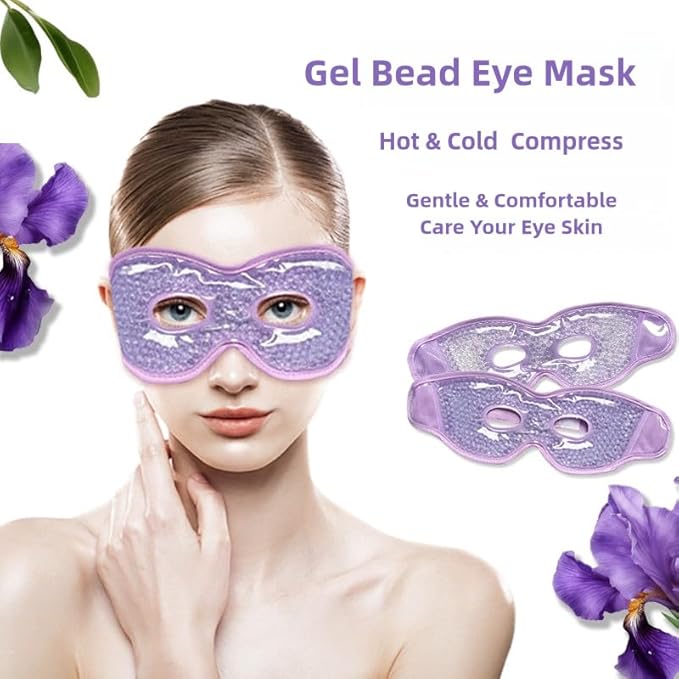 2 PCS Gel Mask,Reusable,Face & Eye Mask with Hole,Dark Circles,Dry Eyes,DeepSleep,Headaches,Puffiness,Stress,migraines,Eye Bags.Allergies,Sinus discomfort,migraines (02-Green)