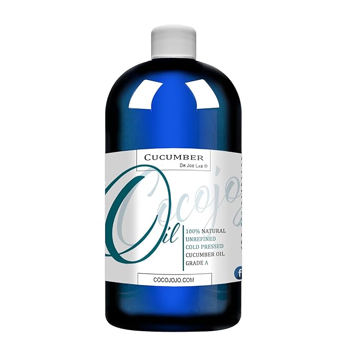 Dr Joe Lab Cucumber Seed Oil - Pure, Unrefined, Cold Pressed, Undiluted, Non-GMO, Virgin Carrier Oil for Skin, Hair, Nails, Body, Face, Beard - 16 Ounces - Nourishing Hydrating Moisturizing Bulk