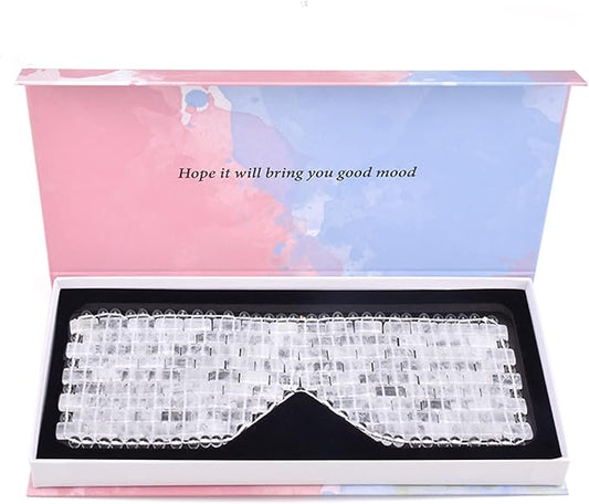 ideayard Crystal Eye Mask - Cooling Jade & 100% Clear Quartz Soothe Stone Mask