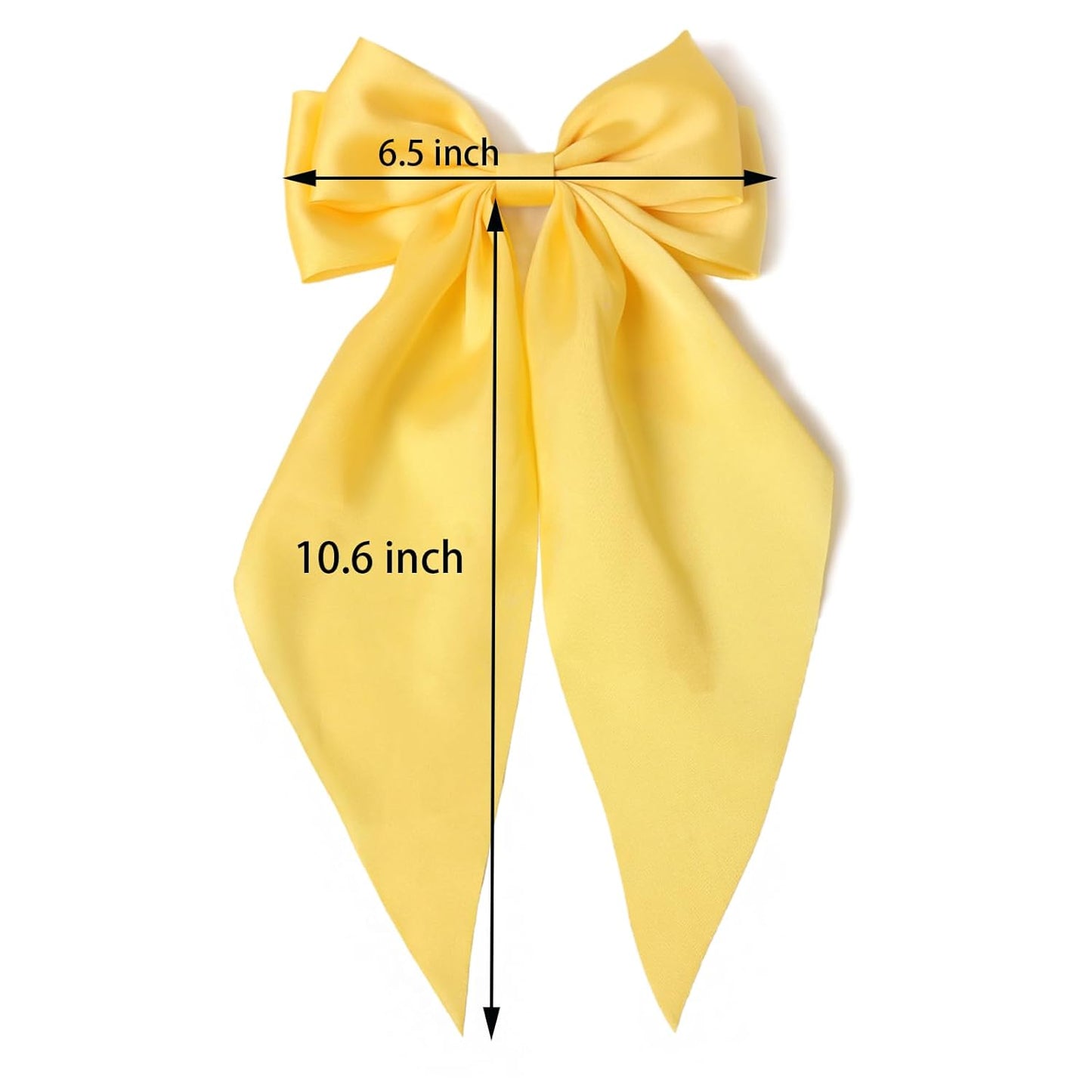 Furling Pompoms Hair Bow Clips, 3pcs Big Bows for Girls with Metal Clip Long Tail, Hair Barrettes Ribbon Women Hair Accessories in Black, Red, Yellow
