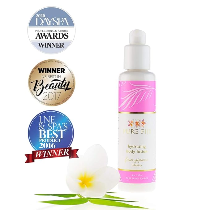 PURE FIJI Body Lotion Hydrating - Moisturizing Lotion for Dry Skin with Coconut Milk and Vitamin E, Organic Body Lotion For Women and Men, Frangipani Scent, 3 oz