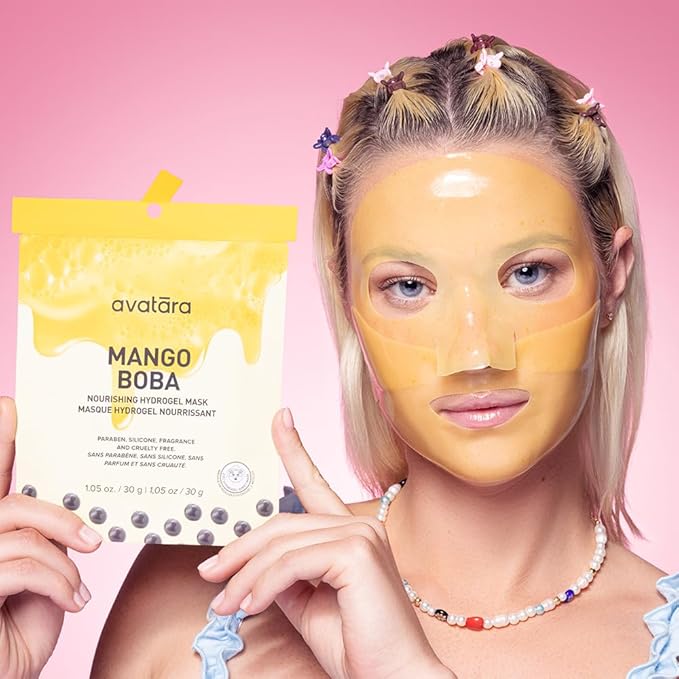 Avatara Mango Boba Nourishing Hydrogel Mask, 2-Piece Hydrating, 30 g, 1-Pack