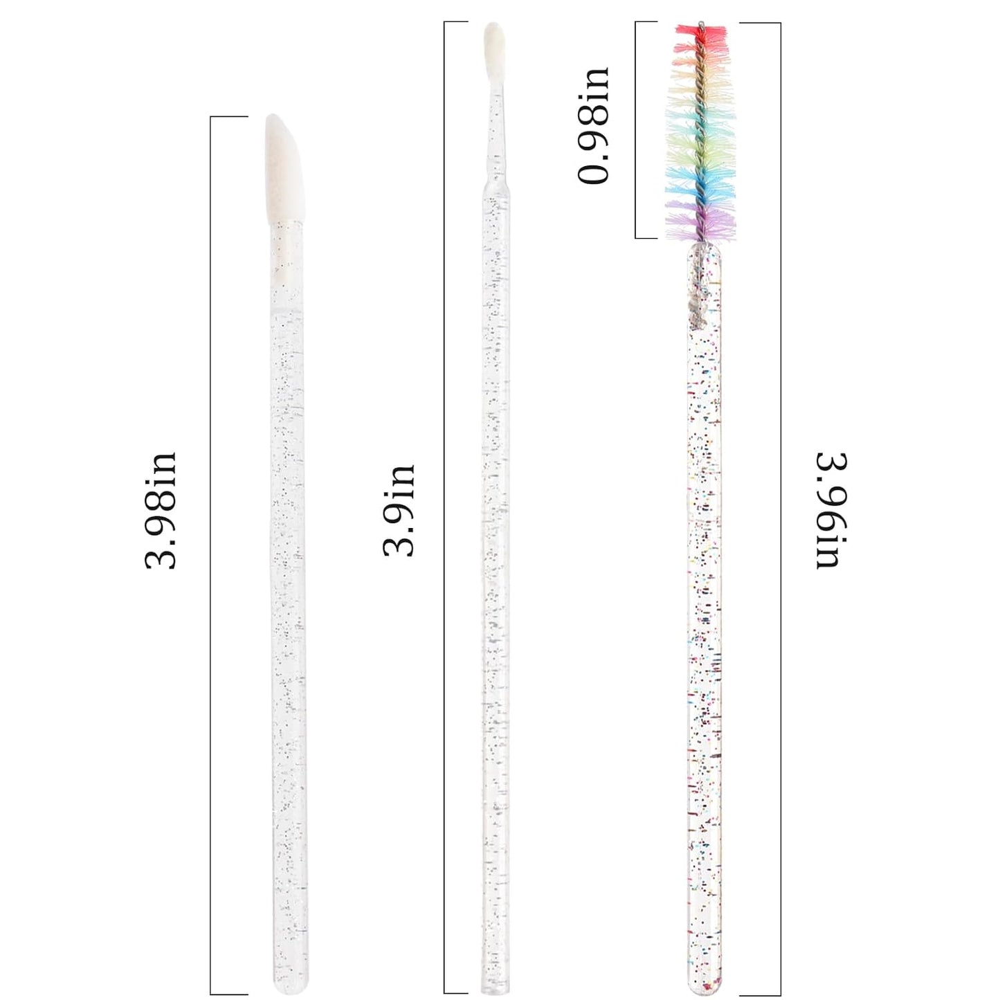 myaokue-up 300 PCS Multicolor Cosmetic Brush Set - Eyelash Extension & Lipstick Application - Soft Synthetic Fiber Bristles - Plastic Handle