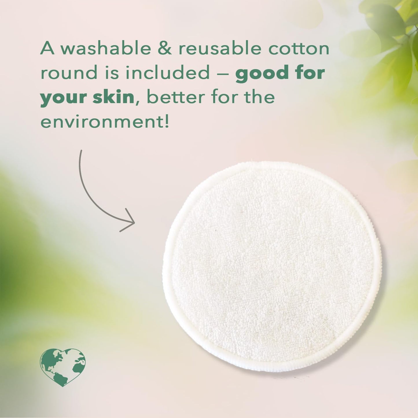 Nourish Organic Moisturizing Face Cleanser for All Skin Types, Watercress + Cucumber Face Wash, Fragrance-Free (6 Oz) + Washable Cotton Round