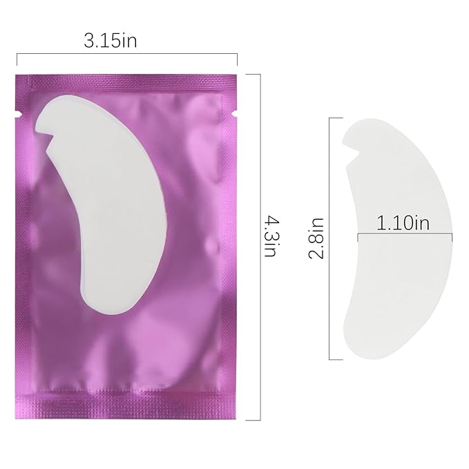 50 Pair V Shape Under Eye Gel Pads Hydrogel Eye Patches For Eyelash Extension, Lint Free Under Hydrogel Eye Mask Pads Lash Extension Supplies (Purple)