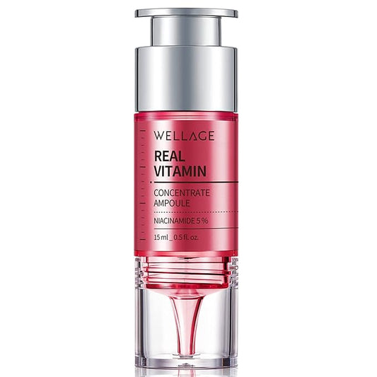 WELLAGE Real Vitamins Concentrate Serum 15ml (0.5 oz.), Intensive Moisturizing Facial Serum, Hydrating Shot Serum for Dull Skin, Refreshing and Lightweight with Niacinamide and Panthenol