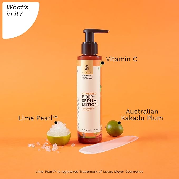 Vitamin C Body Serum Lotion with Kakadu Plum & Lime Pearl | Hydrating & Nourishing Body Moisturizer for Smooth, Radiant-Looking Skin | Non-Sticky, Vegan | 5.07 Fl Oz (150ml)