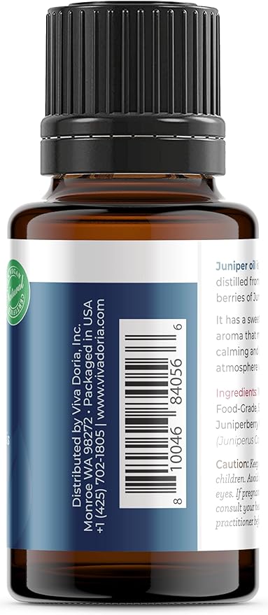 Viva Doria Juniper Essential Oil, 100% Pure, Natural Essential Oil, Undiluted, for Aromatherapy | Food Grade, 15 mL (0.5 Fluid Ounce)