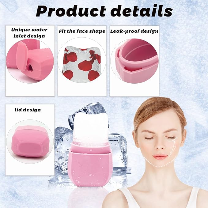 Ice Roller for Face, Facial Massage Tools, Reusable Cube Mold, for Eyes and Neck to Brighten Skin & Enhance Glow / Tighten & Tone Skin & De-Puff The Eye Area