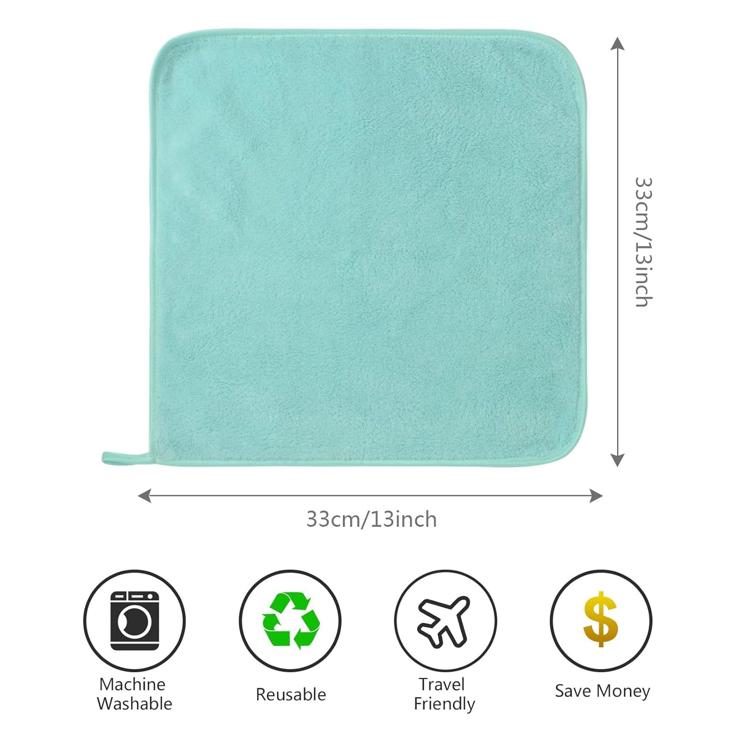 SINLAND Microfiber Face Cloths Reusable Makeup Remover Washcloths Super Soft and Absorbent Fingertip Face Towels for Sensitive Skin Women 12 x 12 Inch 6 Pack