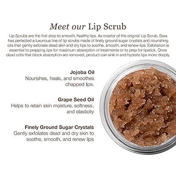 Sara Happ The Lip Scrub: Vanilla Bean Sugar Scrub for Dry Lips - Gently Exfoliate, Polish, and Revitalize Lips with Vitamin E and Jojoba & Grape Oils, Vegan, 0.5 oz.