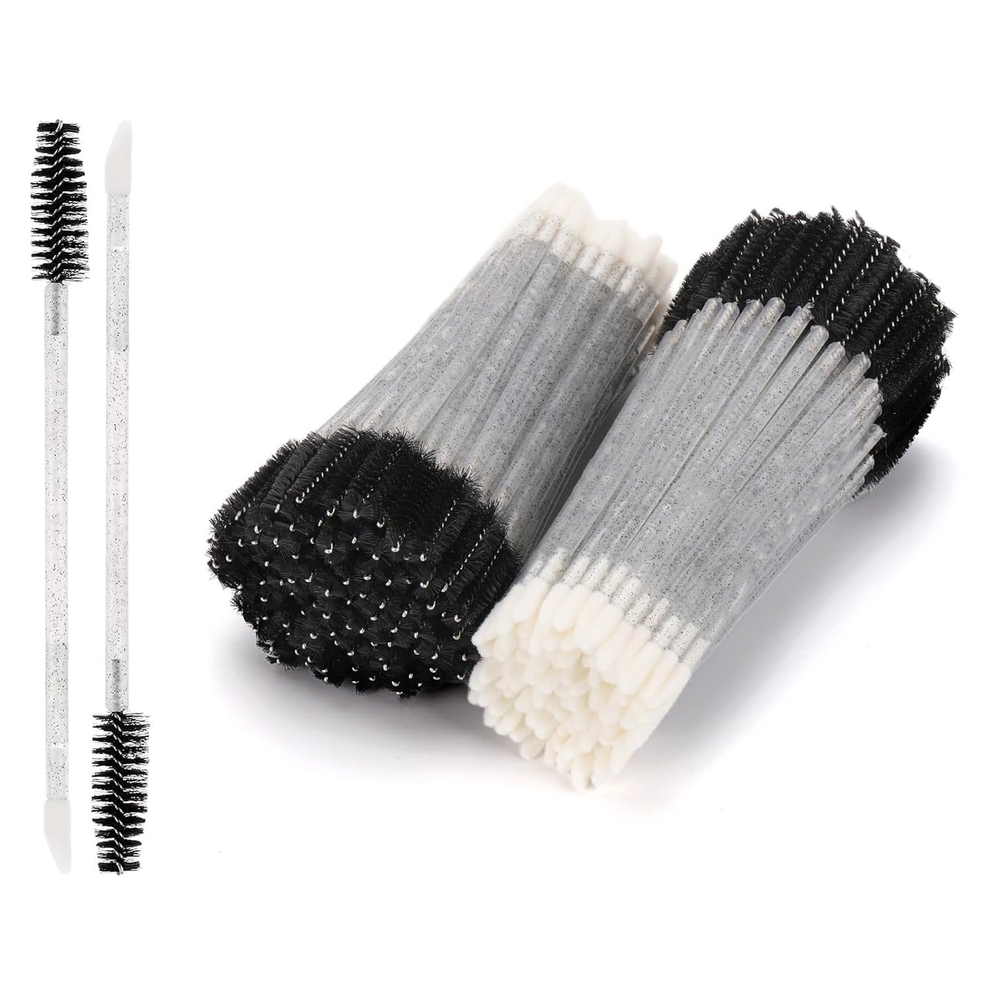 200 Pcs Dual Ended Eyelash Brush Lip Brush, Black Disposable Mascara Wands Lipstick Applicator, Eyebrow Spoolies Brush for Eyelash Extensions