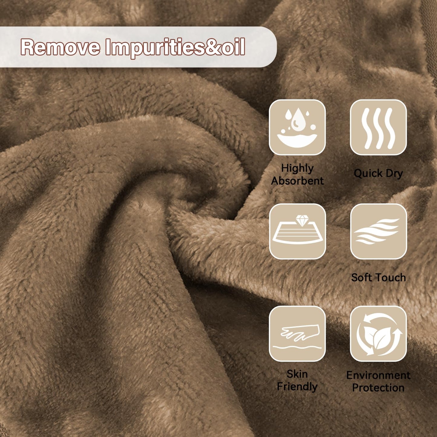 Nugilla Makeup Remover Cloths, 8 Packs Makeup Remover Towels Reusable Face Wash Cloth, Soft Makeup Remover Microfiber Face Cloth for Women(Brown)