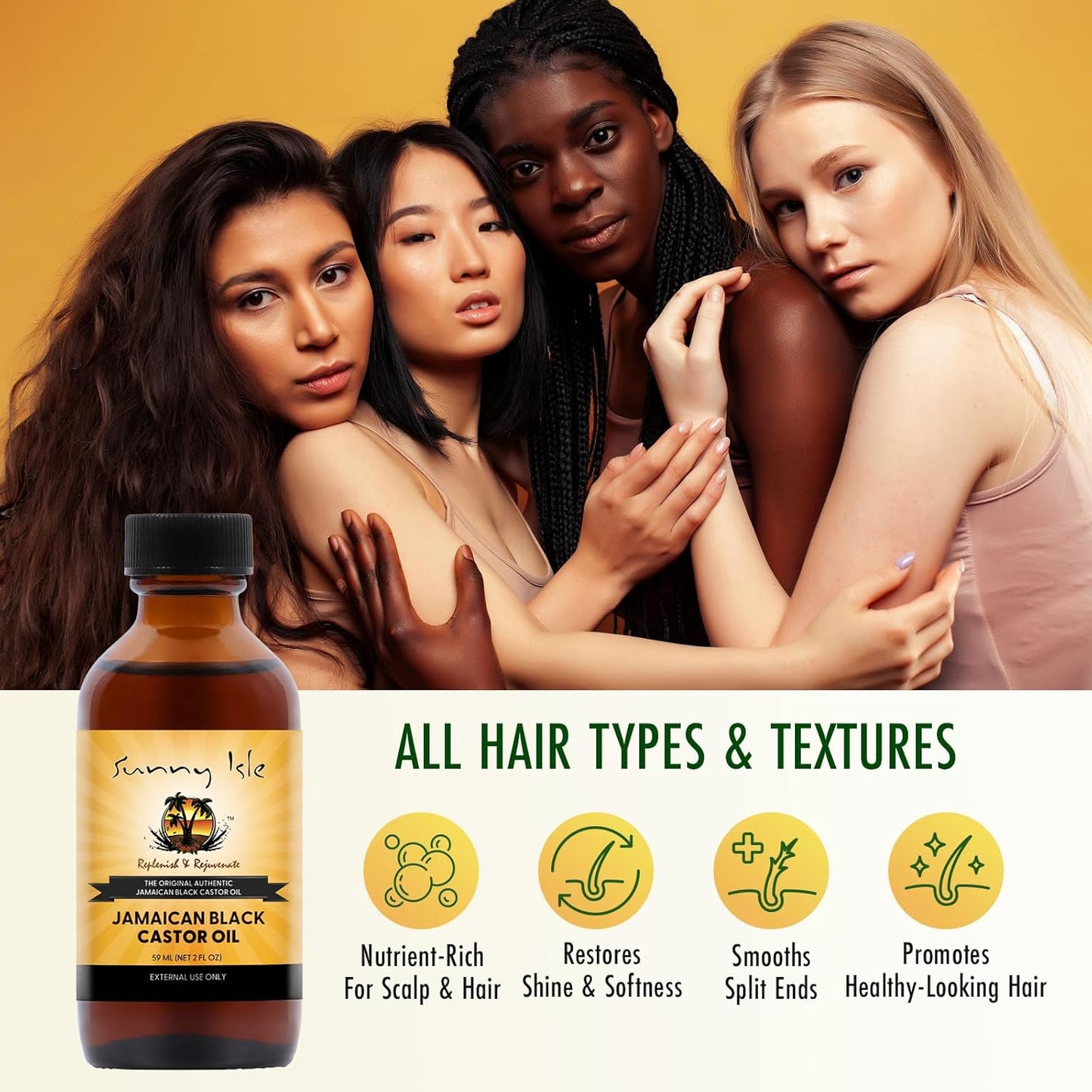 Sunny Isle Jamaican Black Castor Oil 2oz | 100% Natural for Hair, Scalp and Skin Care