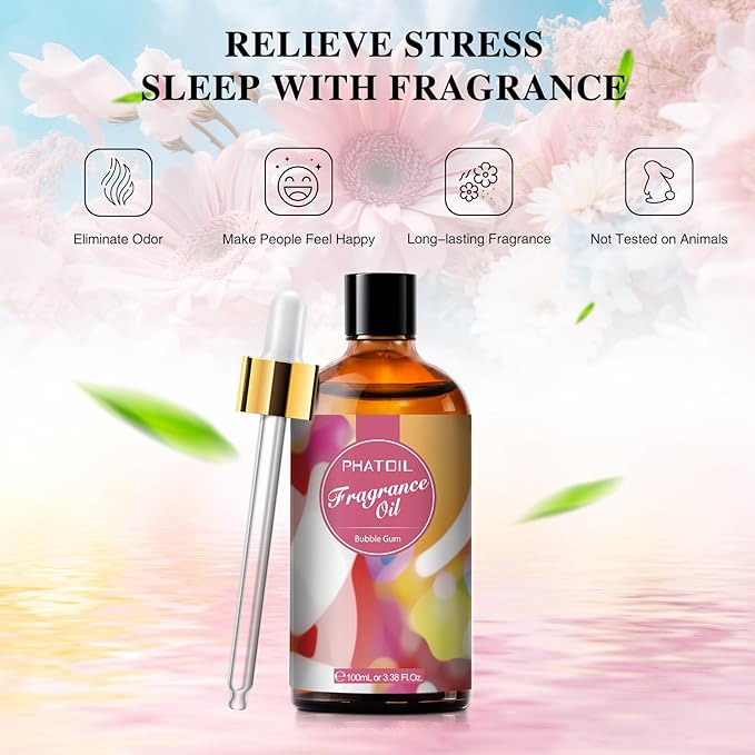 3.38FL.OZ Bubble Gum Fragrance Oils for Aromatherapy, Essential Oils for Diffusers for Home, Perfect for Diffuser, DIY Candle and Soap Making, DIY Scented Products - 100ml