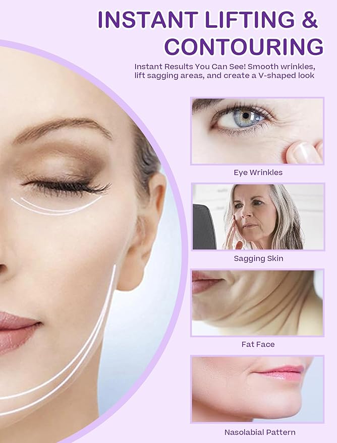 ACADA Face Lift Tape Invisible with String Anti-Wrinkle Face Tape for Lifting Sagging Skin, Facial Tape for Wrinkles, Breathable, Waterproof, Strong Adhesive,120pcs Face Tapes with 15 Light Bands