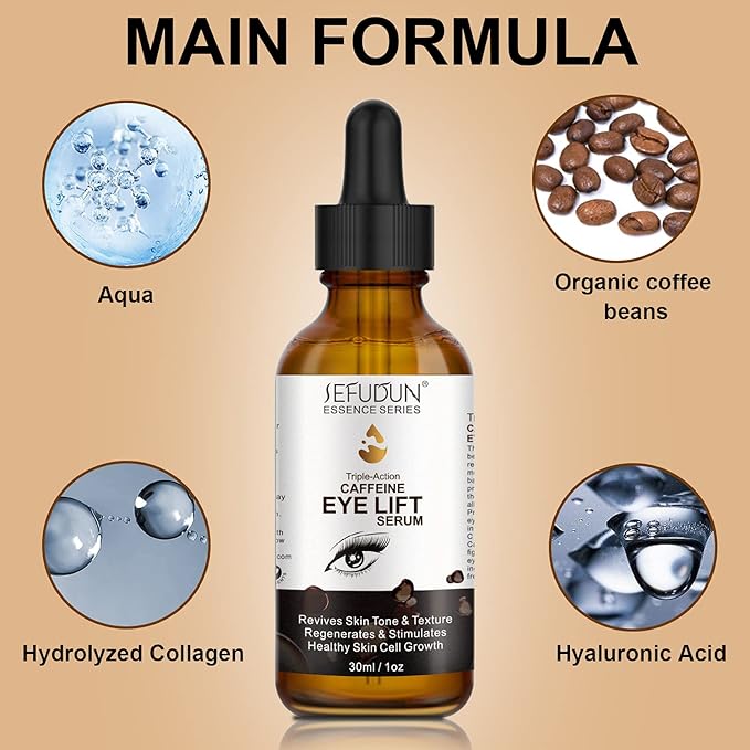 Caffeine Eye Serum + EGCG, Eye Serum for Dark Circles and Puffiness, Under Eye Serum Reduces Puffiness, Dark Circles, Under Eye Bags, Wrinkles and Fine Lines Around The Eyes, Under Eye Serum 30ml