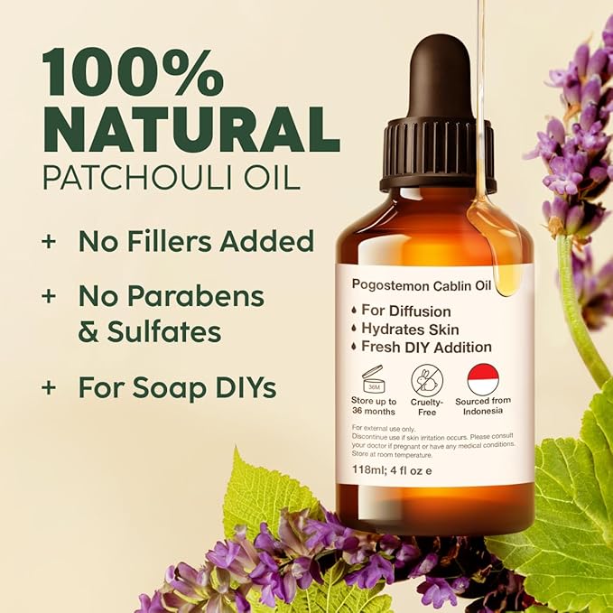 KUKKA essential oils 100% Pure & Natural Patchouli Essential Oil for Skin, Diffuser & Soap Making DIY(4 Fl Oz/118 ml)