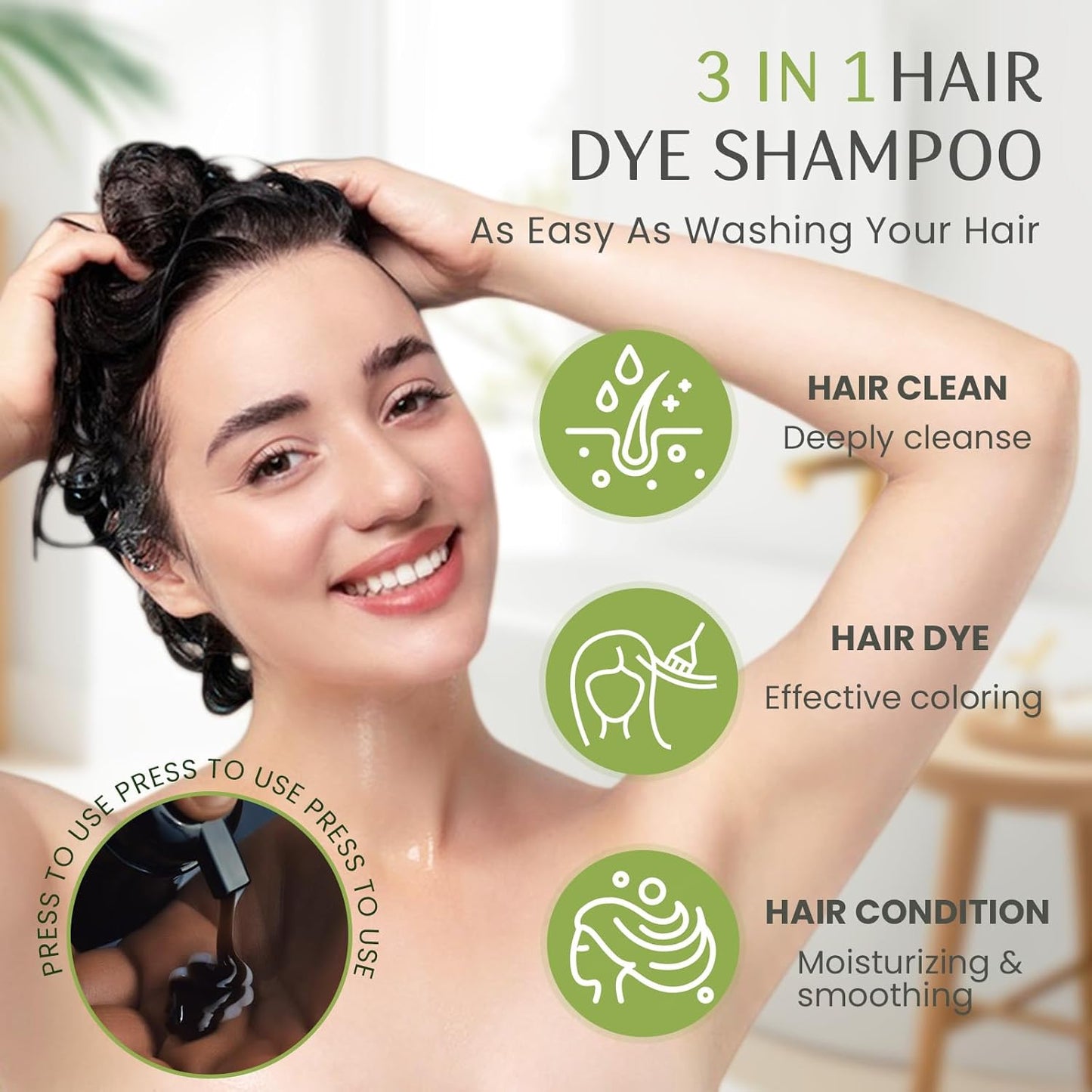 Hair Dye Shampoo 3 in 1, 100% Gray Reducing, Instant Hair Color for Gray Hair Coverage, Natural Shampoo Hair Dye for Women & Men Dark Wine Red Burgundy, Easy To Use & Lasts 3-4 Weeks, 500 ml