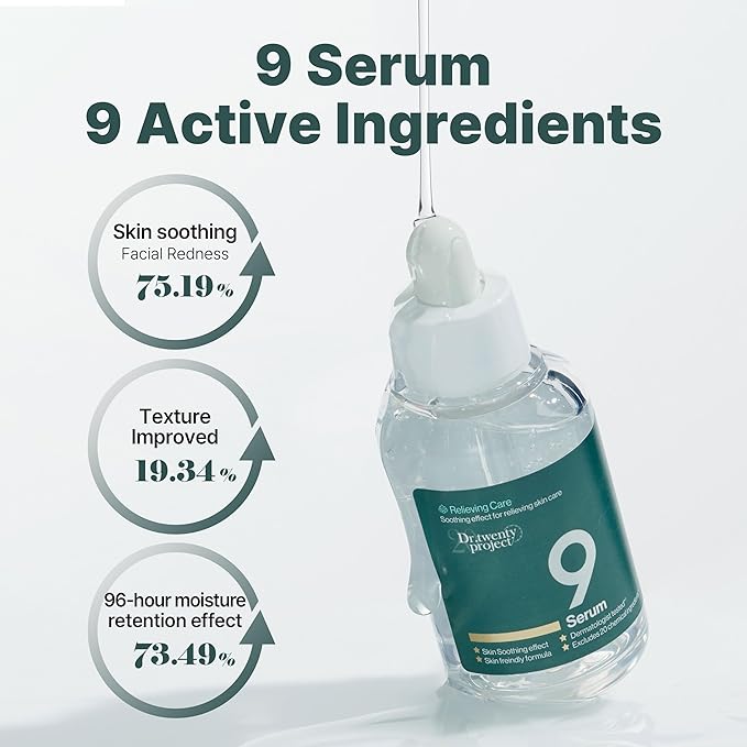 Dr.twentyproject 9 Serum for Calming, Hydrating, and Barrier-Strengthening with Mugwort Extract for Sensitive Skin - Redness-Reducing, Glowing, Deep Moisturizing - Korean Skin Care (50ml / 1.69 fl oz)