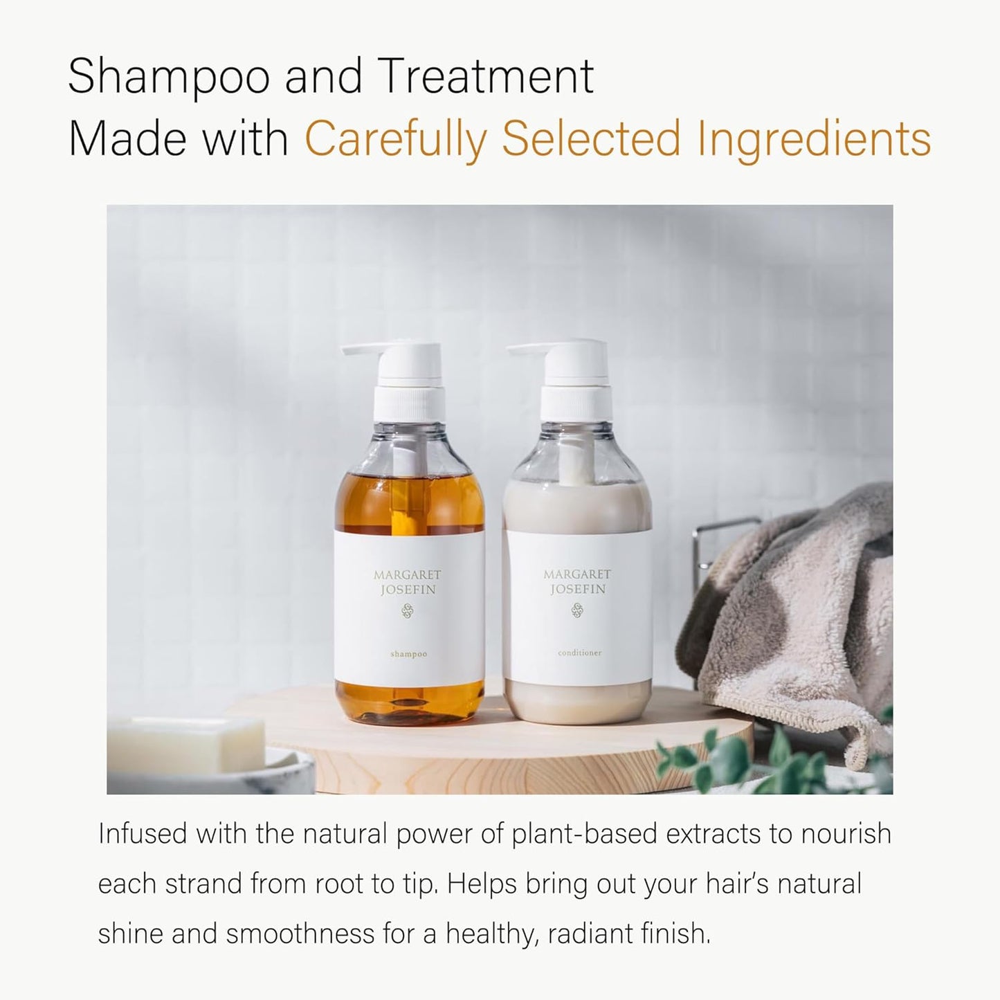 MARGARET JOSEFIN Shampoo & Conditioner Set – Sulfate Free, Hydrating for Smooth and Soft Hair | 2 x 16.9 fl oz (500mL), Made in Japan