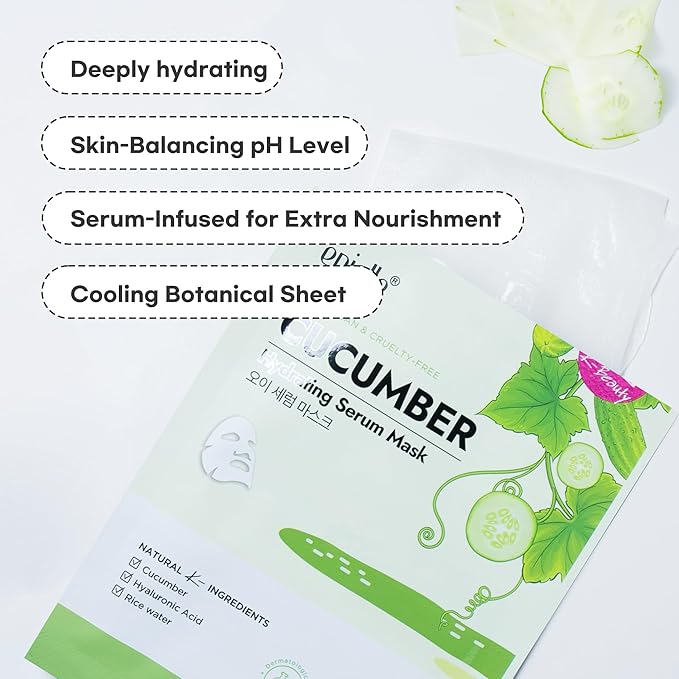 Epielle Cucumber Hydrating Serum Sheet Masks (5pk) | Korean Skincare | Facial Sheet Mask | Kbeauty, Mother's Day Gifts