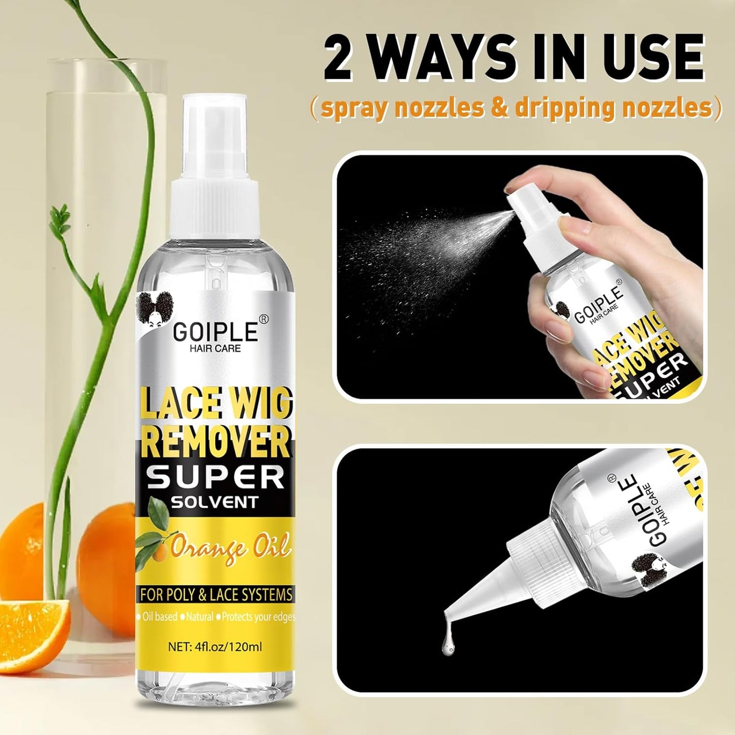 Tape in Extension Remover Hair Glue Remover, Fast Acting Hair Extensions Remover Wig Adhsive Remover, Tape in Hair Extensions Adhesive Remover, Removes Hair Glue, Wig Tape & Edge Brush