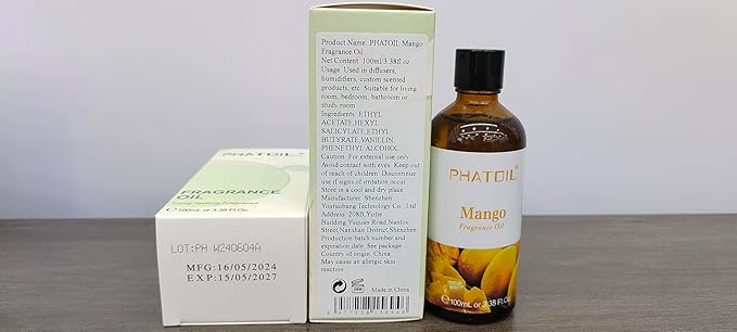 3.38FL.OZ Mango Fragrance Oils for Aromatherapy, Essential Oils for Diffusers for Home, Perfect for Diffuser, Yoga, Skin Care, DIY Candle and Soap Making - 100ml
