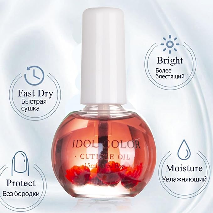 Flowery Scented Cuticle Oil, Infused with Real Flowers, Cuticle Revitalize Oil, Nail Oil For Growth And Strength, Cuticle Remover - Nail Strengthener - Cuticle Softener (0.5 fl.oz, STRAWBERRY)