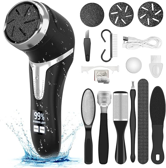 Electric Callus Remover for Feet with Vacuum, Professional Pedicure Tools Kit, Rechargeable Waterproof Foot File for Foot Care Deadskin Remover with 3Heads&2Speed,LCD Display