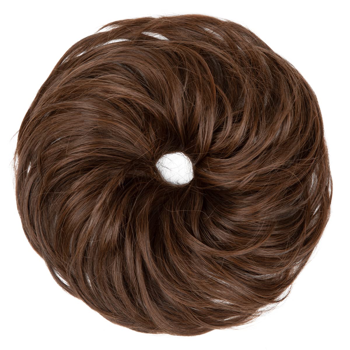 CJL HAIR Large Messy Bun Hair Piece Wavy Curly Scrunchies Synthetic Chignon Ponytail Hair Extensions Thick Updo Hairpieces for Women Light Brown