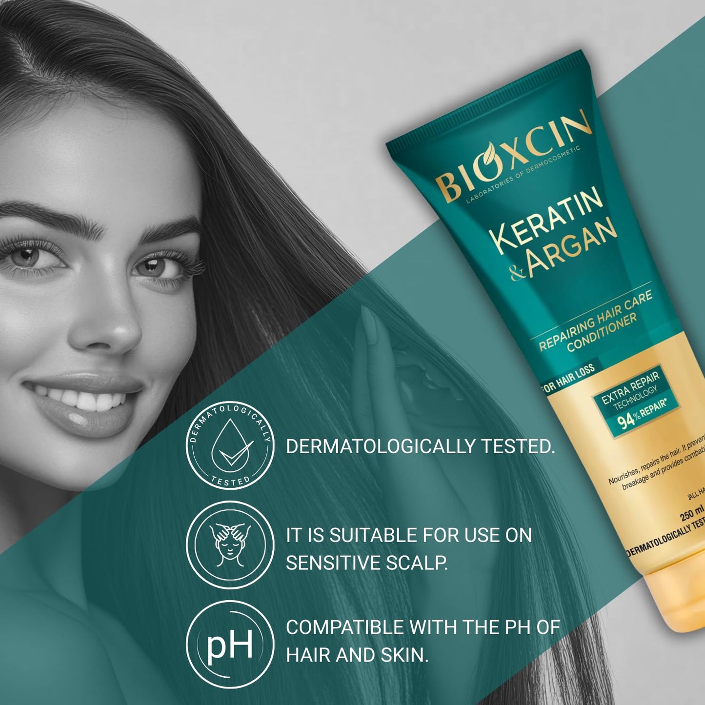 BIOXCIN Keratin Argan Repair Hair Care Cream for Worn and Damaged Hair 250 ML