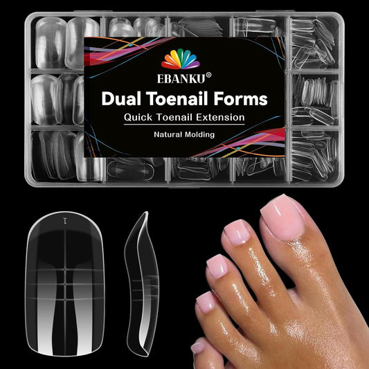 300 Pcs Toe Dual Nail Forms for Poly Extension Gel, EBANKU Toenail Dual Forms Reusable Full Cover Molds for French Tip Acrylic Toenails Pedicure for Salon & DIY at Home 15 Sizes
