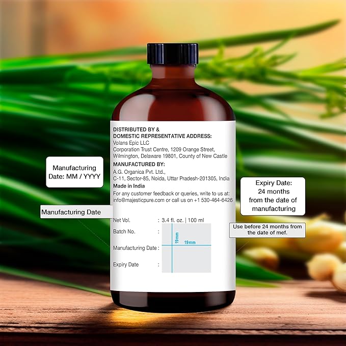 MAJESTIC PURE Lemongrass Essential Oil with Glass Dropper | 100% Pure and Natural Lemongrass Oil | Premium Grade Essential Oils for Diffusers, Skin, Aromatherapy, Massage | 3.4 Fl Oz