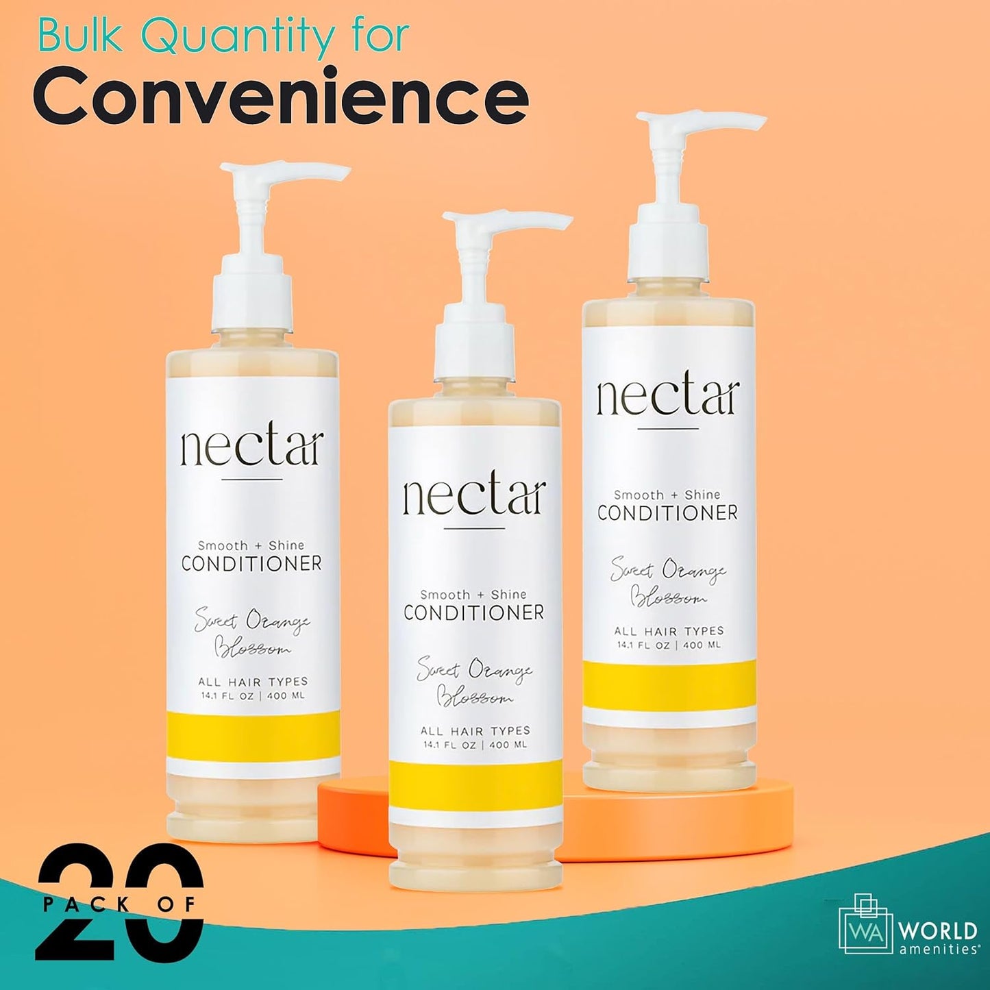 World Amenities Nectar Pump Bottle Hair Conditioner - Moisturizing Conditioner for Hair Care - Detangling Conditioner