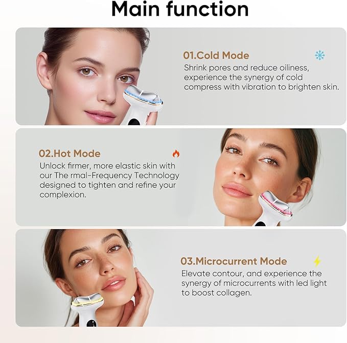 Red Light Therapy for Face and Neck - Microcurrent Facial Device with Gua Sha Tool, 7-in-1 LED Face Sculptor, Cold Heat Facial Massager for Tightening & Lifting