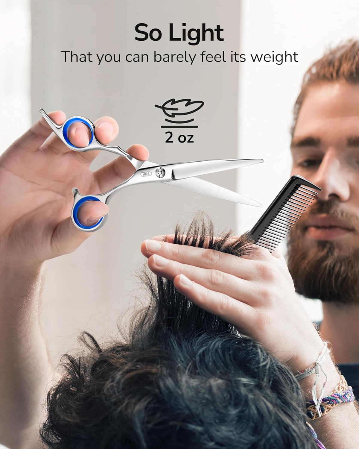 ULG Hair Cutting Scissors, Professional Hair Scissors 6.5 inch Right-Hand Razor Edge Barber Shears with Comb Salon Hair Cutting Shears Made of Japanese Stainless Steel, Hand Sharpened