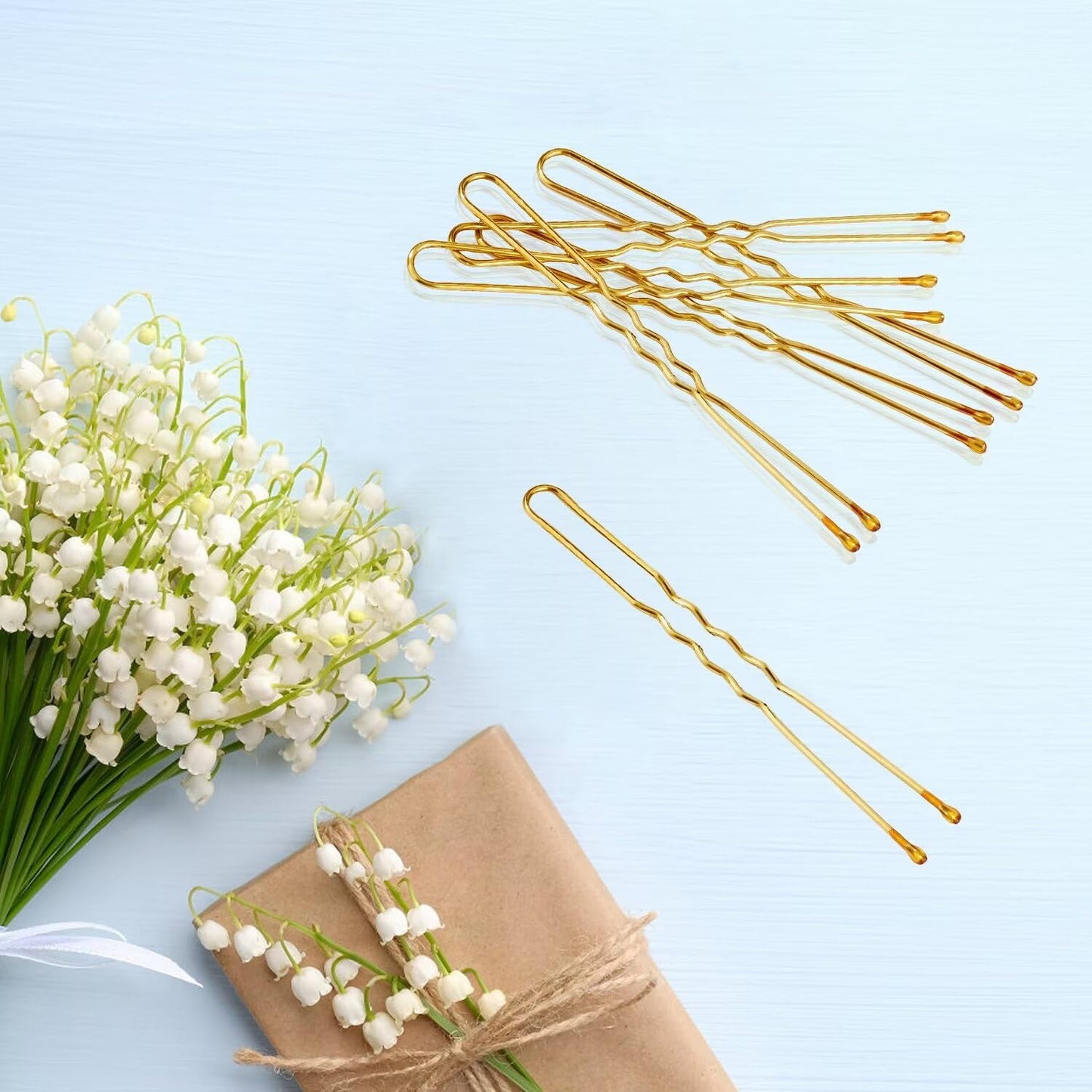 U Shaped Hair Pins, AITRAI 240Pcs Blonde Hair Pins Bun Pins U Bobby Pins for Women with Storage Box, 2.4inch